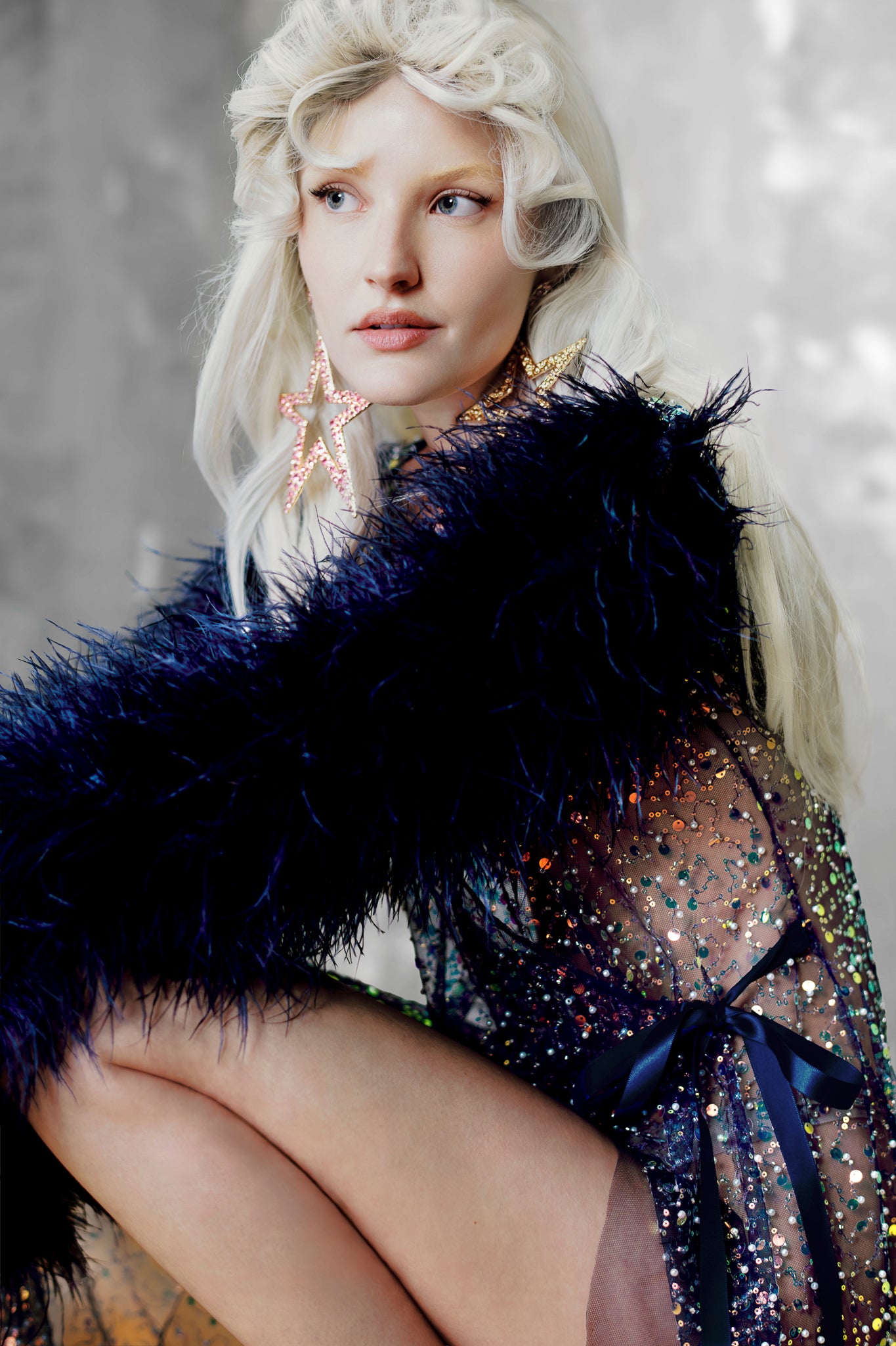 Vestido Transpasse Plumas