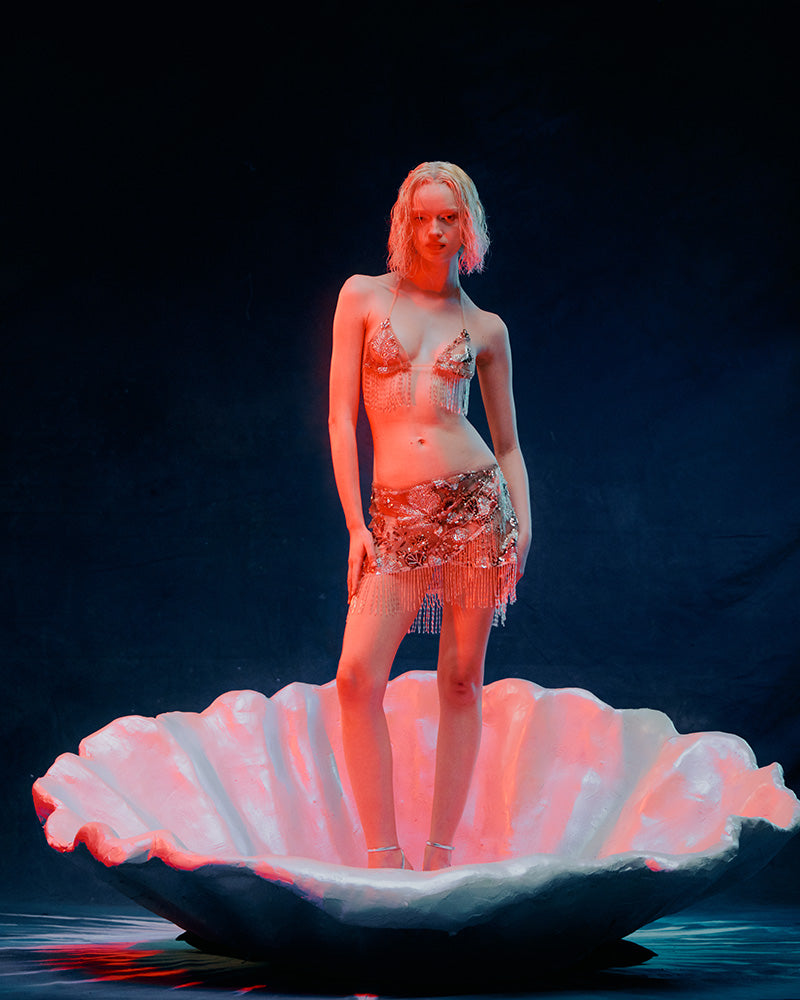 Saia Miçanga Franjas