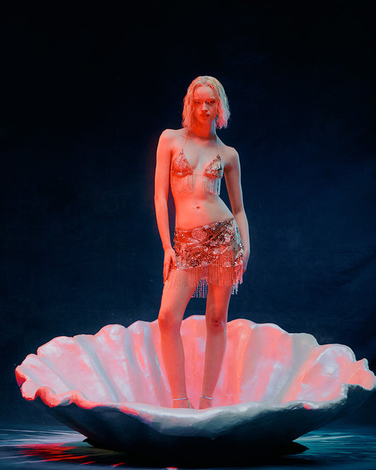 Saia Miçanga Franjas